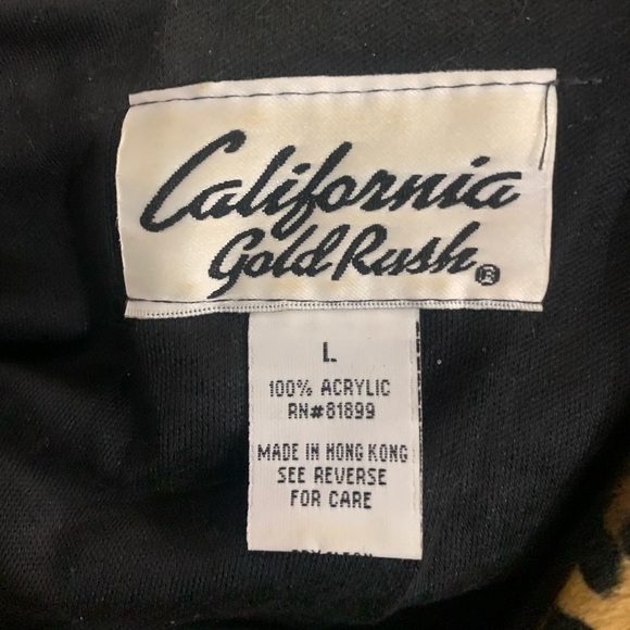 Women’s California Gold Rush black maxi button-up dress w/ leopard print collar - Picture 3 of 5